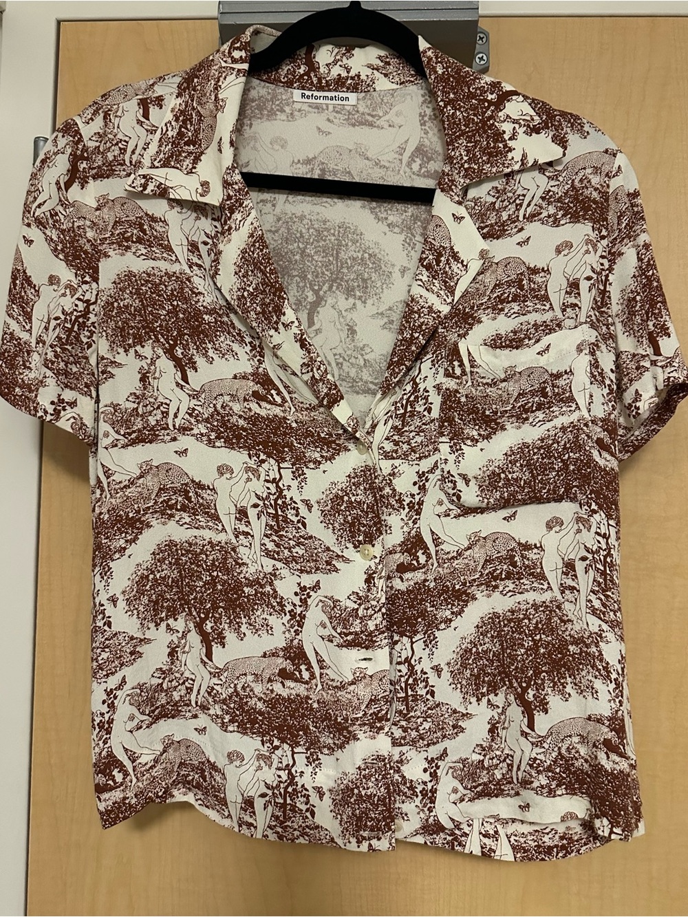 Reformation Small Nude Aloha Shirt